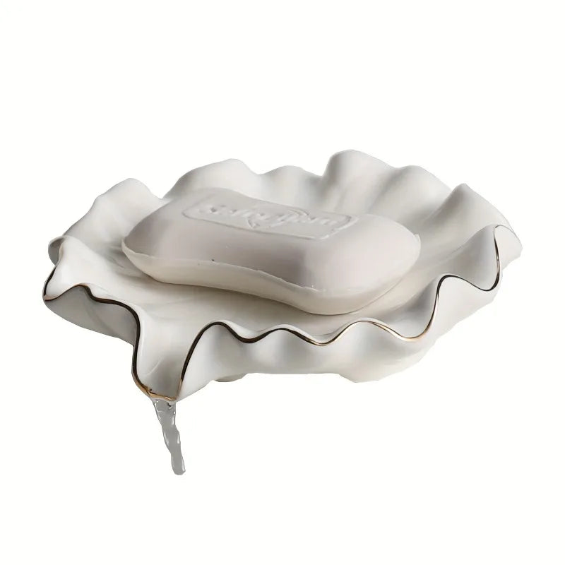 Beloryva White Shell-Style Ceramic Soap Dish — product view 2