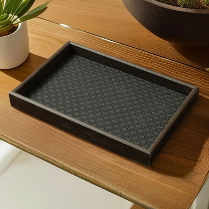 Beloryva Woven-Texture Storage Tray, Black