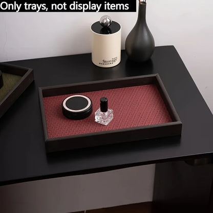 Beloryva Woven-Texture Storage Tray, Wine Red